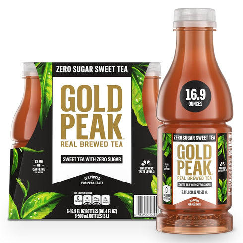 Gold Peak Iced Tea, Zero Sugar Sweet Tea Bottles, 16.9 fl oz,