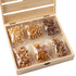 6-Compartment Honey Roasted Mixed Nuts Gift Basket Pecans, Walnuts, Cashews & Peanuts and Pretzel in Mini Bags, Wooden