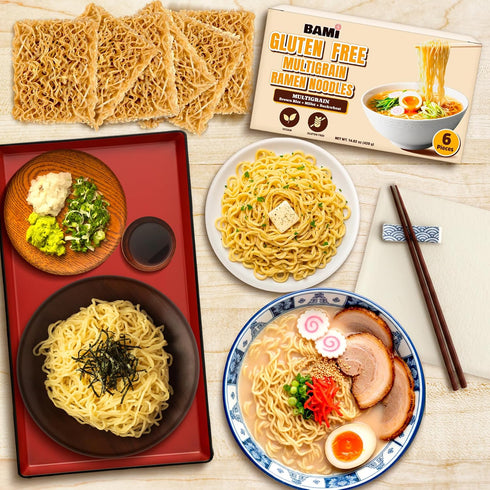 (6 packs) Gluten Free Ramen Noodles Multigrain Millet And Brown Rice Ramen Noodles Plain, Gf Ramen, Low Sodium, Vegan