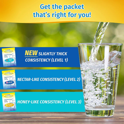 Clear DysphagiAide Instant Beverage and Food Thickener, Box of 20 Level 3 Single Serve Packets, Moderately Thick