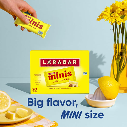 15.6 oz, 20 Larabar Minis Lemon Bar Fruit and Nut Bars, Gluten Free and Vegan, Ct