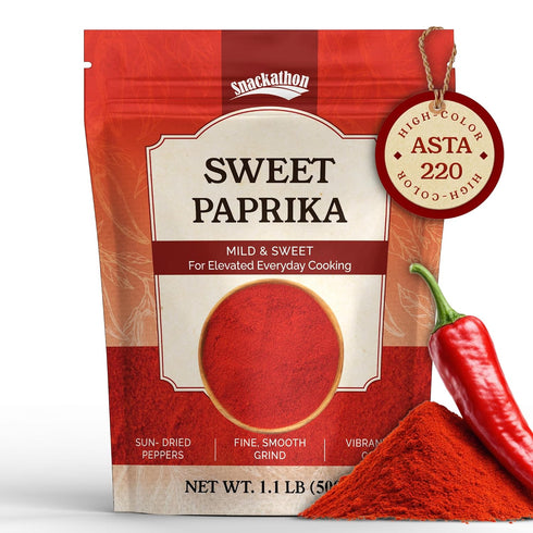 Snackathon Sweet Paprika Powder, 1.1 LB (500g) Resealable Bulk Bag, High Color