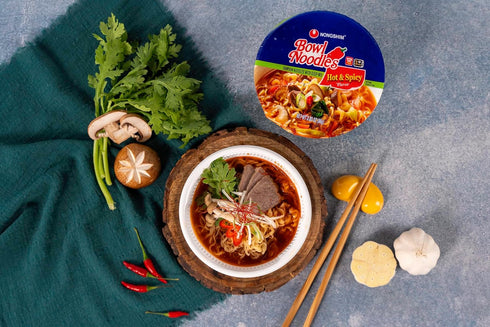 3.03 (Pack 6) Nongshim Ramen Noodles, Gourmet Instant Ramen bowl, Premium Microwavable Noodle Soup, Hot & Spicy, Ounce