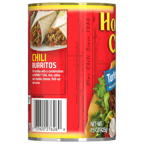 15 (Pack 12) HORMEL Chili Turkey No Beans, Ounce