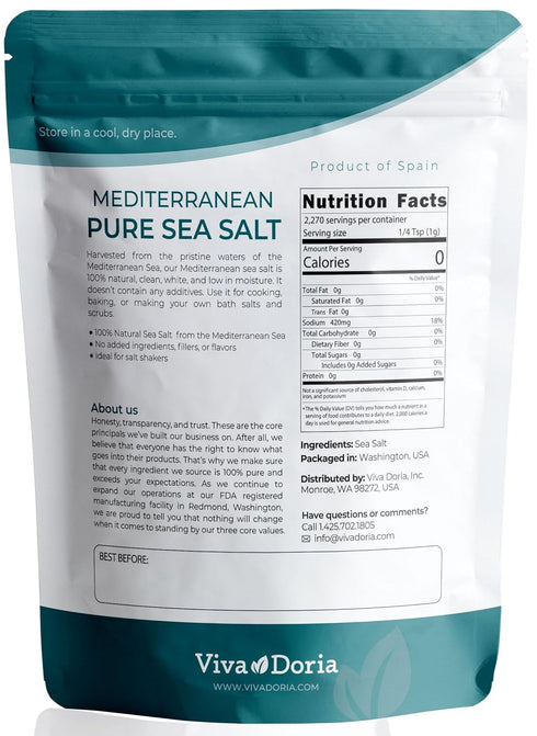 5 lb Viva Doria Mediterranean Sea Salt, Fine Grain