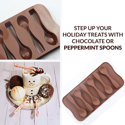 Set Chocolate Spoon Silicone Molds for Chocolate & Peppermint Candy Perfect for Cocoa Bombs and Hot Chocolate Bombs