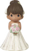 Precious Moments Perfect Couple Bride Figurine - Brunette Hair, Medium Skin Tone, Bisque Porcelain Wedding Cake Topper,