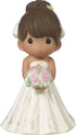 Precious Moments Perfect Couple Bride Figurine - Brunette Hair, Medium Skin Tone, Bisque Porcelain Wedding Cake Topper,