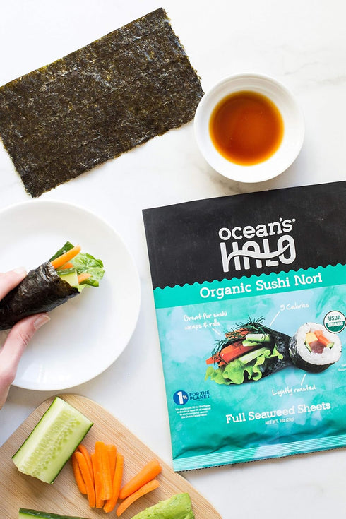 5 Pack, Ocean's Halo Organic Sushi Nori, Vegan, Perfect for Rolls and Wraps
