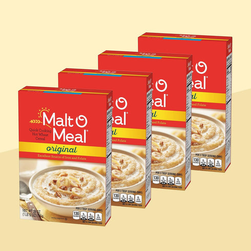 28 (Pack 4) Malt-O-Meal, Original Malt-O-Meal Hot Breakfast Cereal, Quick Cooking, Ounce Box