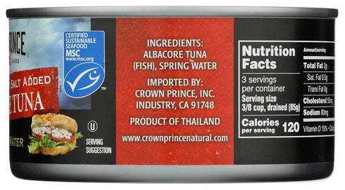 Albacore 12 oz Crown Prince Tuna, In Water, No Salt