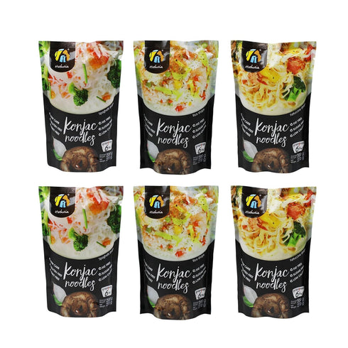 Pack- Paleo-Friendly(9.52 oz, 6 Packs) Hethstia Shirataki Noodle Low-Carb Pasta and Rice Variety Spaghetti, Fettuccine