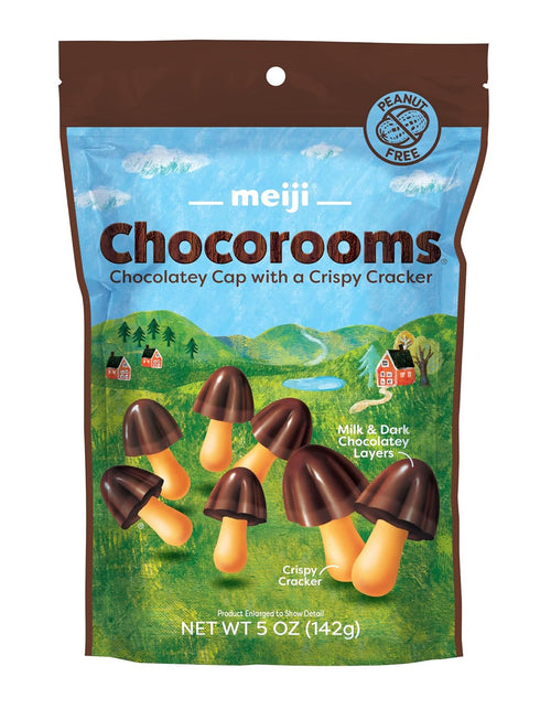 5 oz, Pack 12 Meiji Chocorooms Crispy Crackers, Milk and Dark Chocolate Combination - of - Bite Sized Crackers in Fun