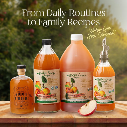(1/16oz Mother Earth, Organic Apple Cider Vinegar with The Mother, Fresh Pressed Organic Apples, OACV, ACV, Raw