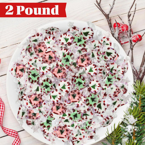 Buha Sweets 2 lb Bulk Christmas Nougats Candy Mix Bulk - Handmade Soft & Chewy Peppermint, Wintergreen, and Cinnamon