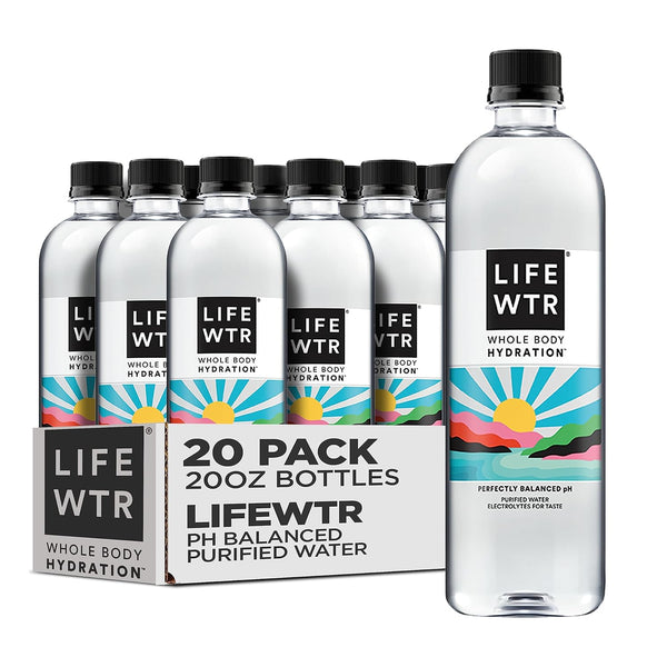 LIFEWTR Premium Purified Water, pH Balanced with Electrolytes, 20 Fl Oz (Pack of 20)