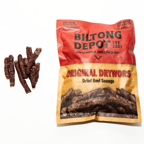 1lb (16oz) Biltong Depot Original Drywors - | Air-Dried Beef Snack Sticks | High Protein | Keto & Paleo Friendly | Zero
