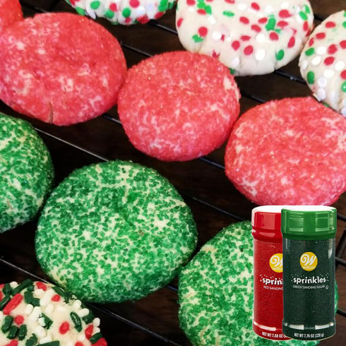 Pack 2, 7.68 oz Wilton Sprinkles Sanding Sugar, of Red and Green Sanding Sugar, Each, Sparkling Sprinkles Sugar