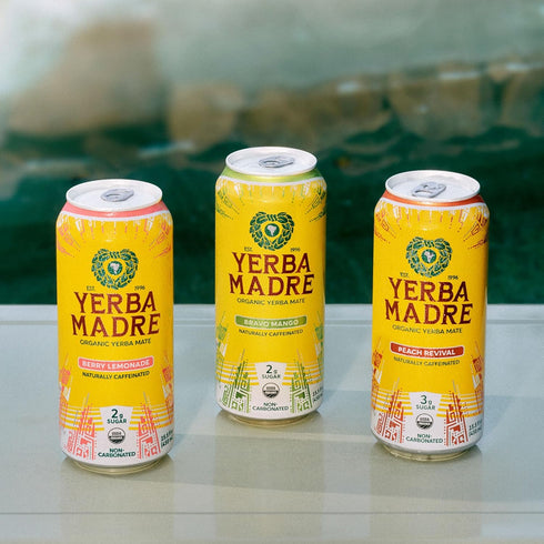 150mg 15.5 Oz (Pack 12) Yerba Madre Organic Yerba Mate, Low Sugar Berry Lemonade, Natural Caffeine, Energy Drink