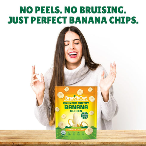 100% 10 oz BranchOut Chewy Banana Slices, No Added Sugar, Fruit, Better than Freeze Dried Banana Chips, Healthy Vegan