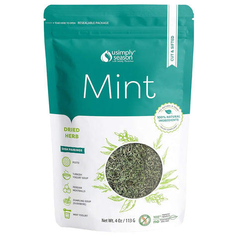 USimplySeason Dried Mint, 4oz - Cut & Sifted Spearmint for Teas & Culinary Use, Vegan