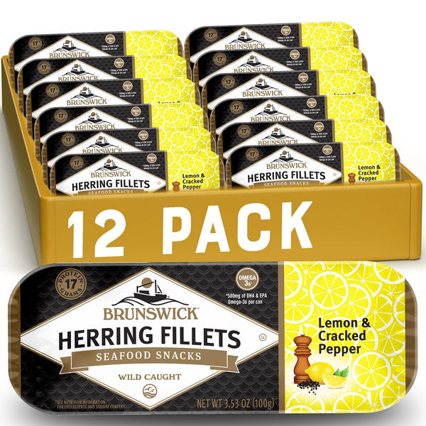 Brunswick Herring Fillets in Lemon & Cracked Pepper, 3.53 Oz (Pack of