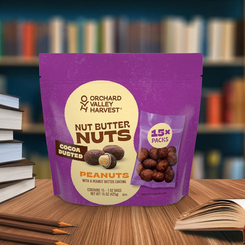 1oz (Pack 15), Orchard Valley Harvest Nut Butter Nuts Cocoa Dusted, Peanut Butter Coated Peanuts, Bags of Made