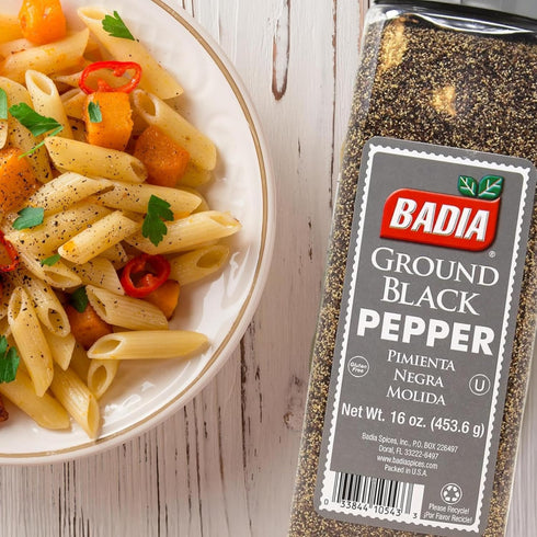 16 oz Badia Ground Black Pepper, Pure, Bold & Aromatic Spice for Cooking, Grilling & Seasoning