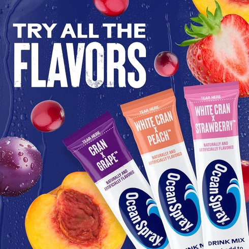 Pack Packets 100% (40ct) Ocean Spray Variety Zero Sugar Powder Drink Mix with Real Cranberry Juice Powder, Vitamin C