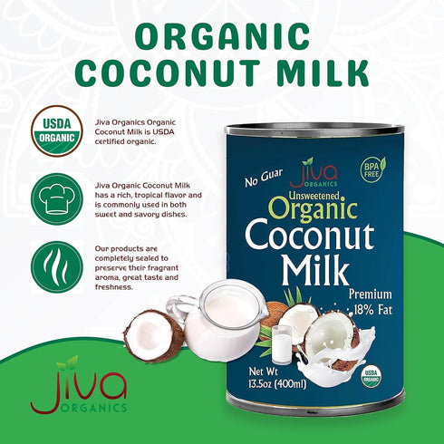 13.5 (Pack 12) 18% Organic Coconut Milk Ounce of - Unsweetened, Premium FULL Fat, Vegan, Paleo, No Guar Gum, BPA Free