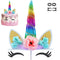Unicorn Cake Topper, Handmade Rainbow Horn Happy Birthday Party Decoration Supplies, Reusable Cake Toppers with