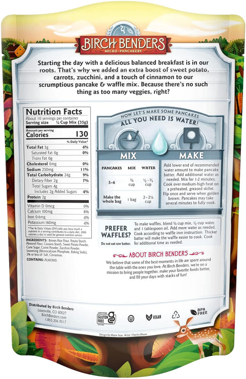 12 (Pack 3) Birch Benders Sweet Potato Just-Add-Water Pancake & Waffle Mix, Ounce