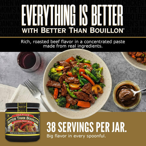 38 8 oz Better Than Bouillon Premium Roasted Beef Base, Makes Cups of Broth