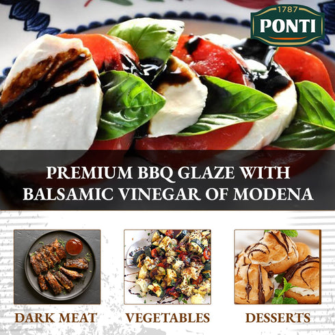 1787 8.8 Fl.Oz PONTI Premium BBQ Glaze with Balsamic Vinegar of Modena - Sensations with Marinades, Intense Taste