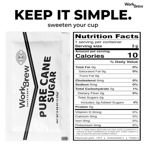WorkBrew Packets 400 Count, Packets White Cane Sugar Individual Sugar for Coffee & Tea, Office Breakroom, Restaurants