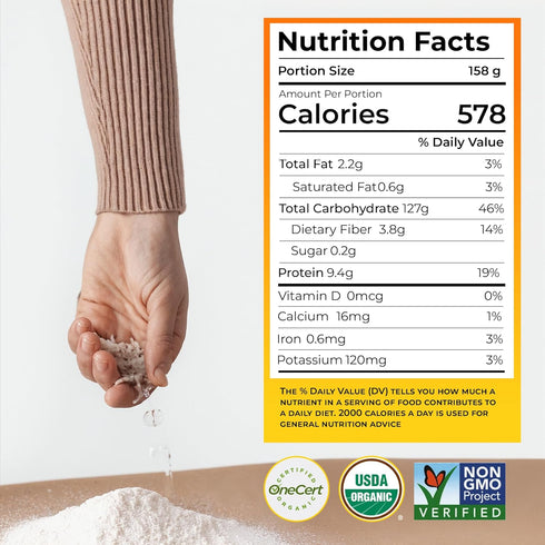 2 lb (908g) Darsa Organics White Rice Flour - Premium Organic, USDA Certified, Non-GMO, Gluten-Free Rice Flour Powder