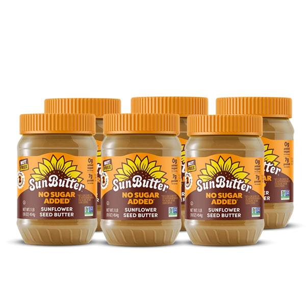 SunButter No Sugar Added Sunflower Seed Butter, 16 oz (6 Pack of