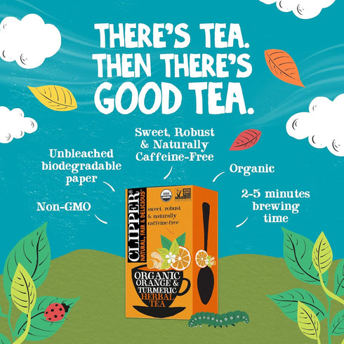 1 Pack, 20 Clipper Tea, Orange & Turmeric, Organic Tea with Licorice Root, Orange Peel and Hibiscus, Plant Based Herbal