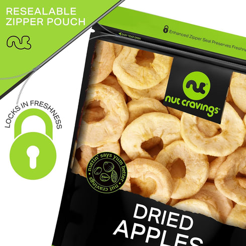 (6oz, 1 Pack) NUT CRAVINGS - Dried Apple Rings Slices, No Sugar Added - Chewy Soft Texture Sweet Healthy Snack, Vegan