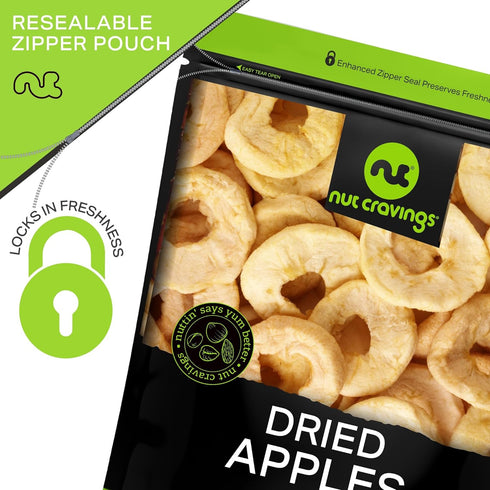 (80oz, 5 LB) NUT CRAVINGS - Dried Apple Rings Slices, No Sugar Added - Chewy Soft Texture Sweet Healthy Snack, Vegan