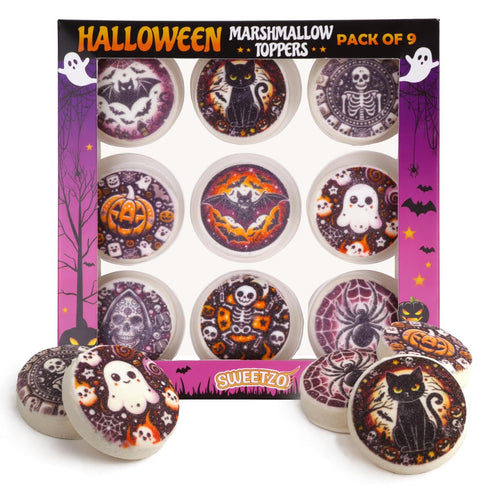 Halloween Marshmallow Toppers, Perfect Hot Cocoa Toppings or Dessert Decorating Candy, Assorted