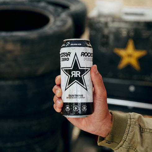 0 16oz (Pack 12) (Packaging Rockstar Pure Zero Energy Drink, Silver Ice, Sugar, with Caffeine and Taurine, Cans of May