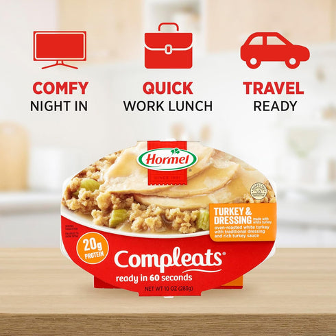10 oz. (6 Pack) HORMEL COMPLEATS Turkey & Dressing Microwave Tray