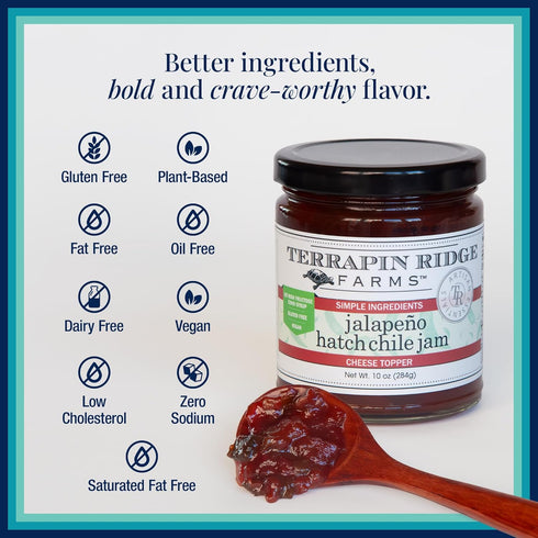 10.5 oz Terrapin Ridge Farms Jalapeno Hatch Chile Jam Gourmet Sweet & Spicy Spread, Vegan & Gluten-Free Jar