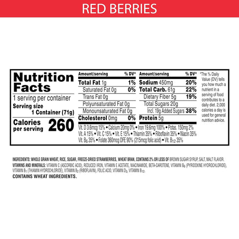 2.5oz (1 Special K Cold Breakfast Cereal Cup, Made with Real Strawberries, Single Serve, Red Berries, Cup Cup)