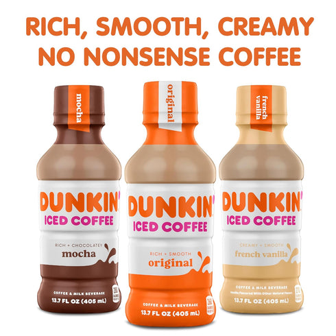 Dunkin' Donuts 13.7 oz, 12 Pack Dunkin' French Vanilla Iced Coffee Bottles, fl