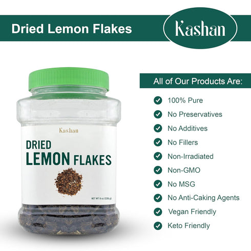 Kashan Dried Lemon Flakes, Limoo Omani, 8oz (226g) - Great for Cooking, Food & Tea Flavoring, Aromatic Seasoning