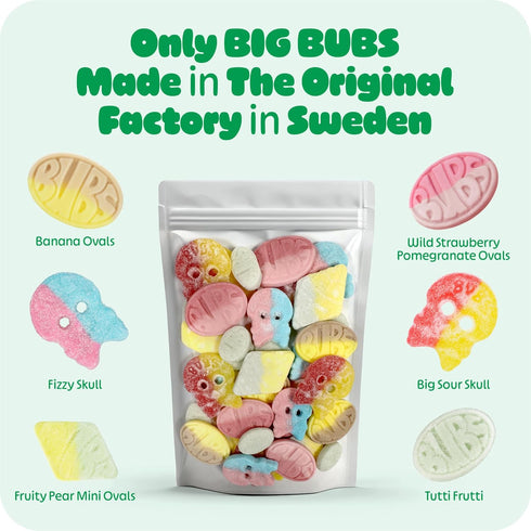 Bubs Swedish Candy Mix - Sweet Assorted Confection Collection with Skull and Bub Shapes, Sour and Sweet Flavors