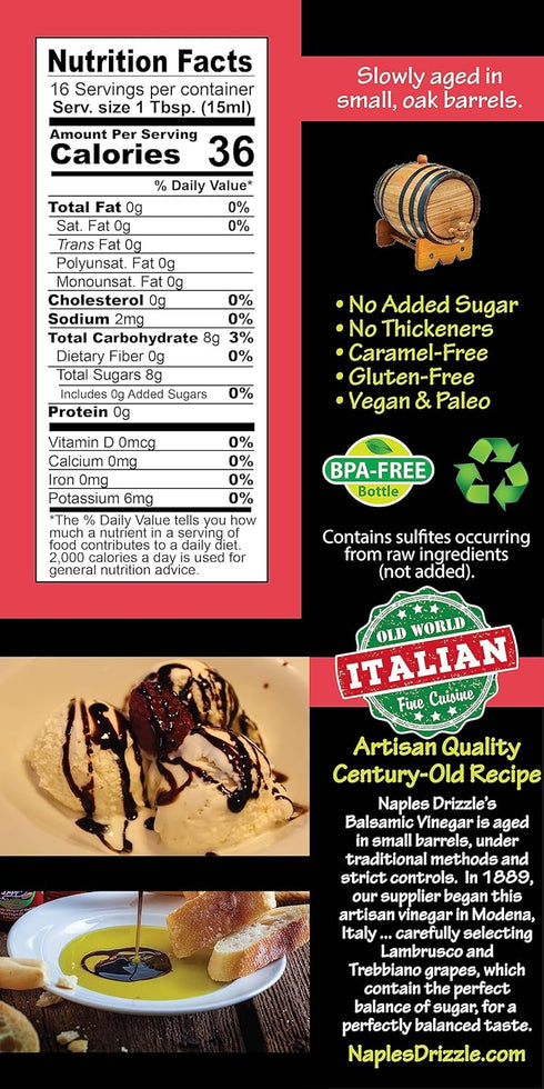 RASPBERRY Extra Thick Balsamic Vinegar Reduction, No Added Sugar or Thickeners, Better-Than-Glaze Balsamic Vinegar