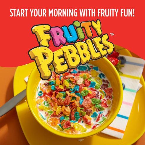 2 oz (Pack 12) Fruity PEBBLES Gluten Free Cereal, Sweetened Rice Crunch, On-the-Go Single Serve Breakfast, Cup